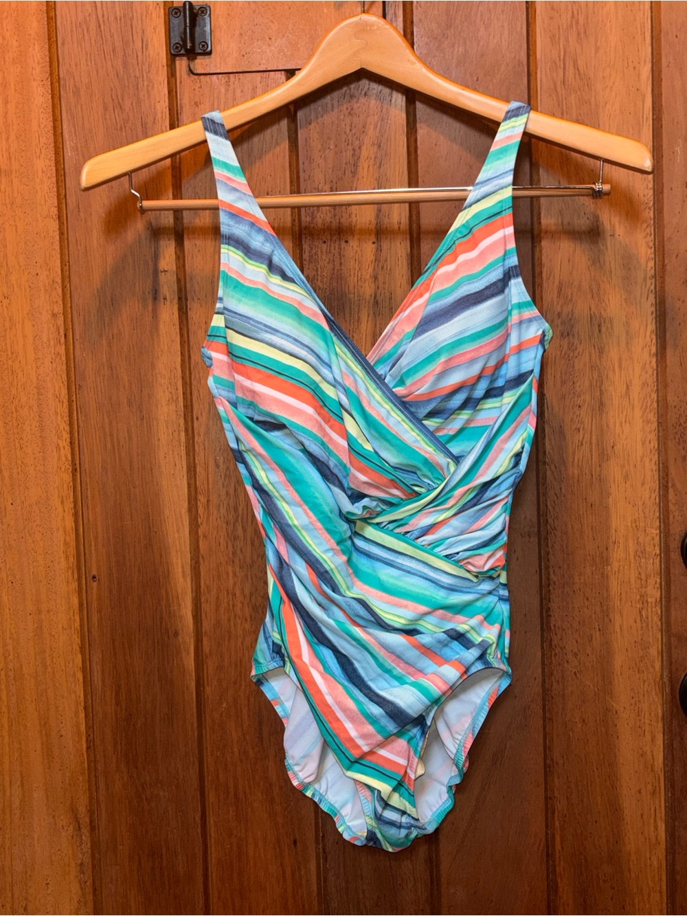 Miraclesuit by Talbots Multicolor Stripe One-Piece Swimsuit
